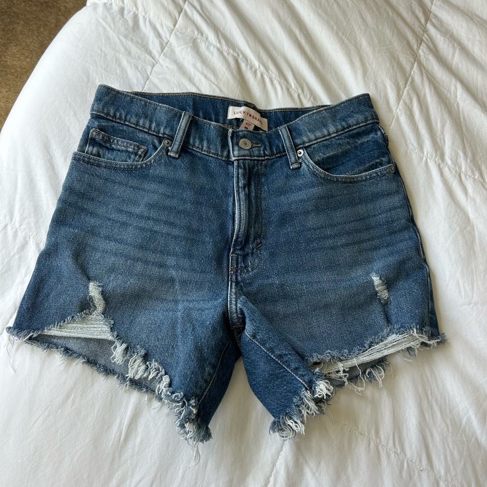 Lucky Brand Blue Frayed Hem Jean Shorts